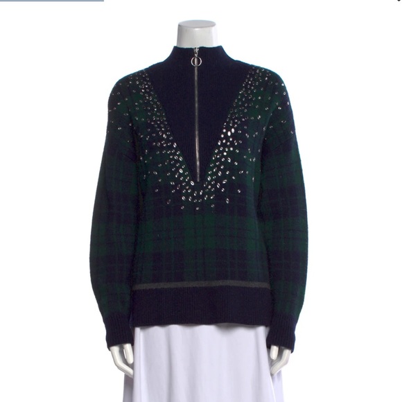 Sandro Black and Green Mockneck Sweater - Picture 1 of 3